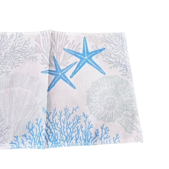 Ocean Coastal Table Placemats Set Of 4 Blue Grey Starfish Coral Beach NEW - Picture 2 of 9